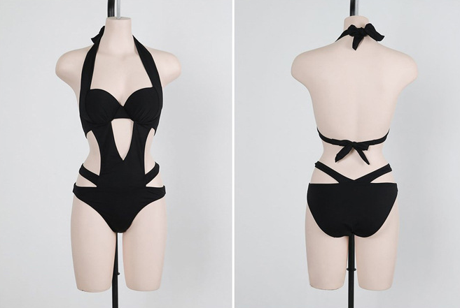 Drune | Halter Cut Out Bandage Trikini Badeanzug