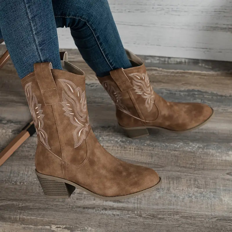 Damen Leder-Cowboystiefel