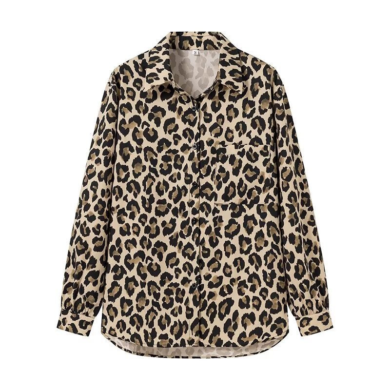 Damen Weite Leinenhose im trendigen Leopardenmuster Drune