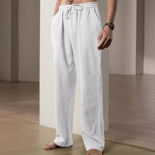 Pantaloni da uomo comodi in lino con cintura regolabile