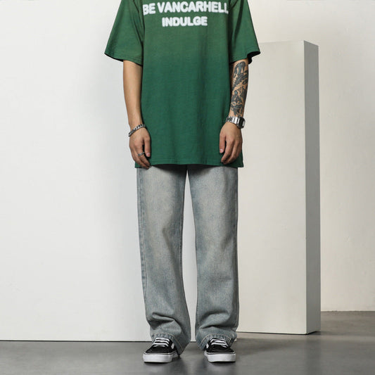 Jeans da uomo dal taglio bootcut, comodi, con vita alta e linea casual