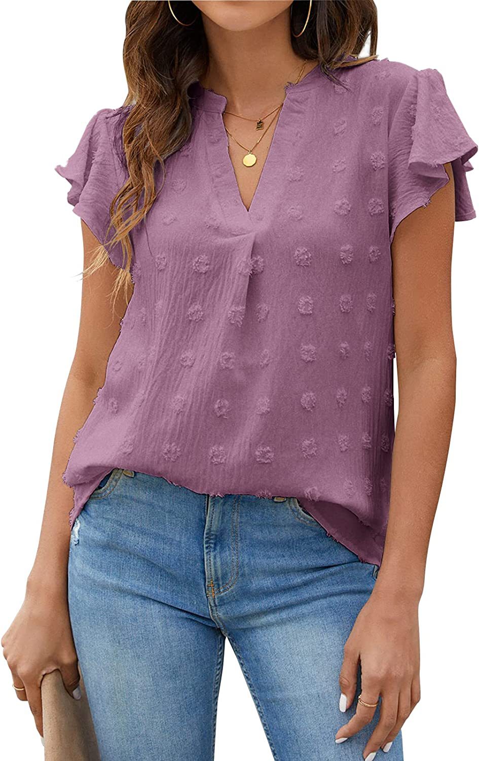 Damen Bluse mit dekorativem Spitzenbesatz und Knopfdetails Drune