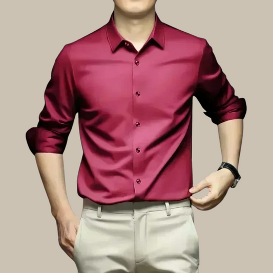 Camicia da uomo in seta, lussuosa e casual