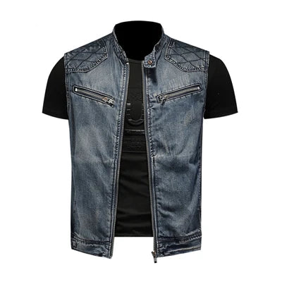 Giacca jeans vintage da uomo effetto consumato