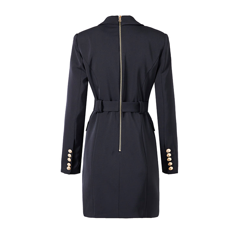 Damen-Blazerkleid mit Taillengürtel und Knopfdetails