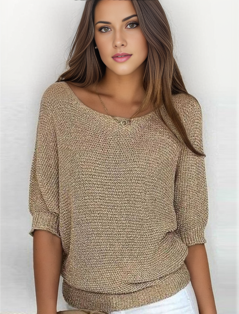Drune - Goldfarbener einfarbiger Pullover mit Rundhalsausschnitt