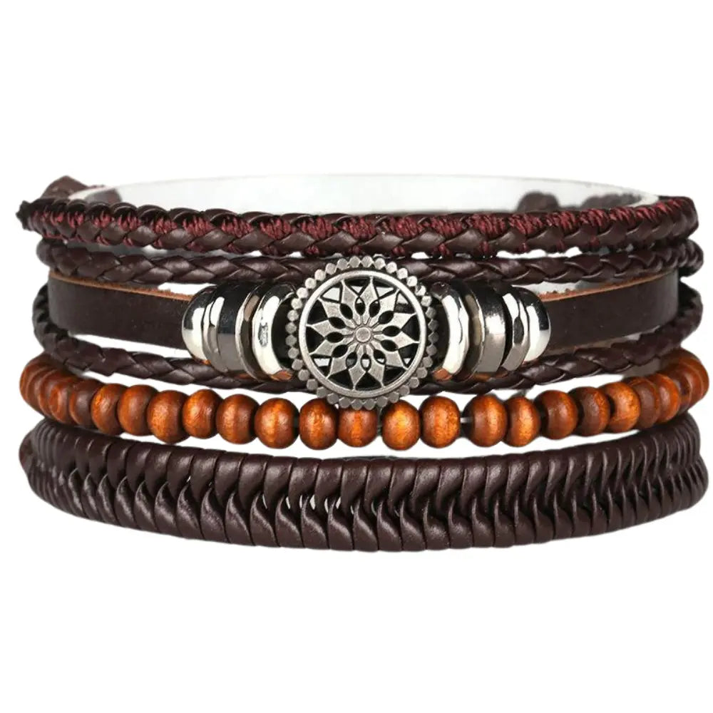 Drune | Geflochtene Leder Wickelarmband Für Herren