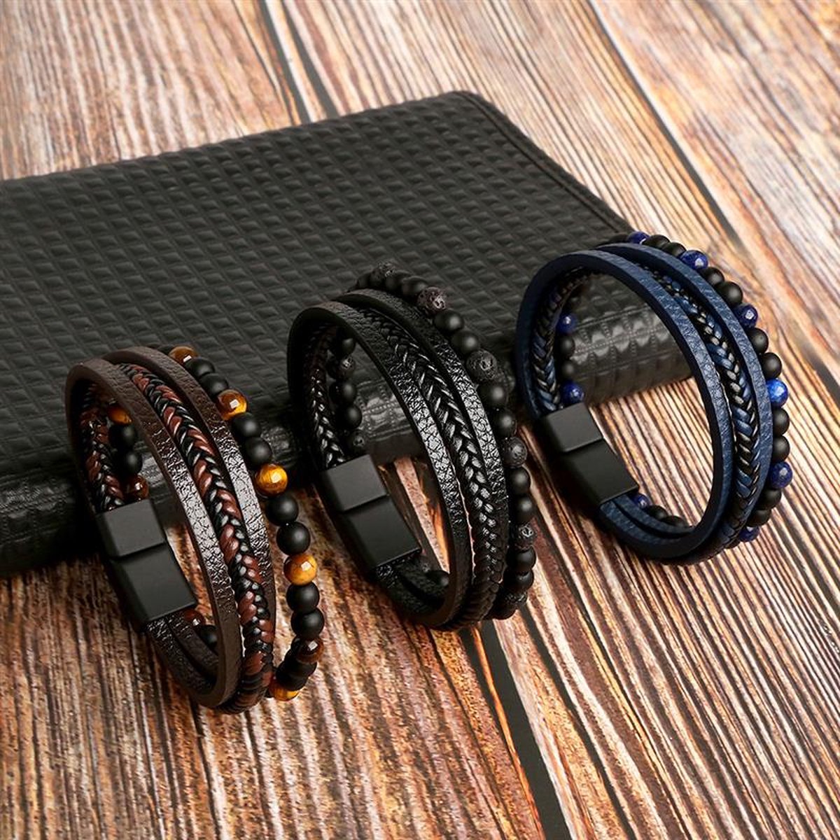 Drune | Stilvolles Lederarmband Satz Für Herren