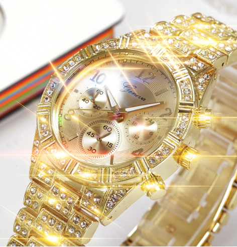 Drune Quarz Armbanduhr aus Edelstahl mit Kristallen - Stilvolle Luxusuhr