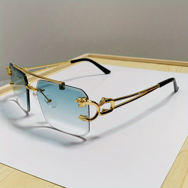 Drune | Trendige Quadratische Randlose Sonnenbrille Für Herren