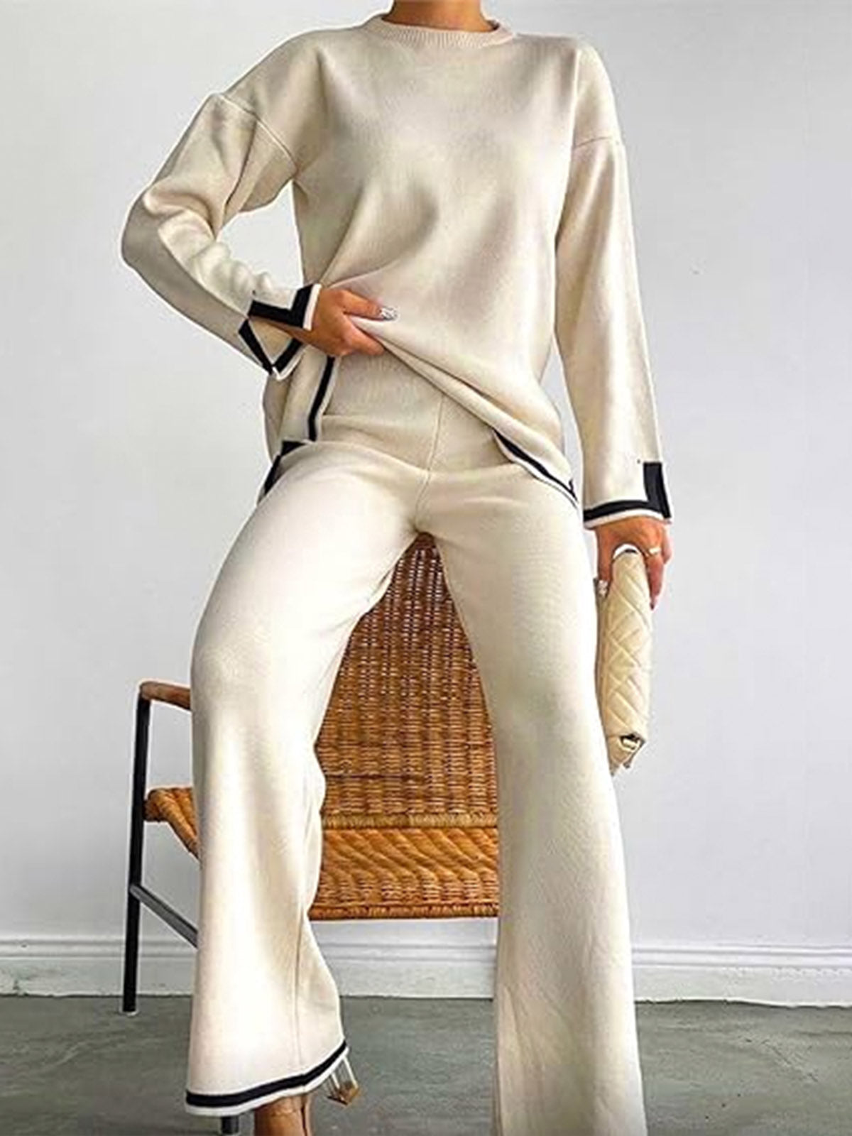 Drune Elastisches Strick-Lounge-Set