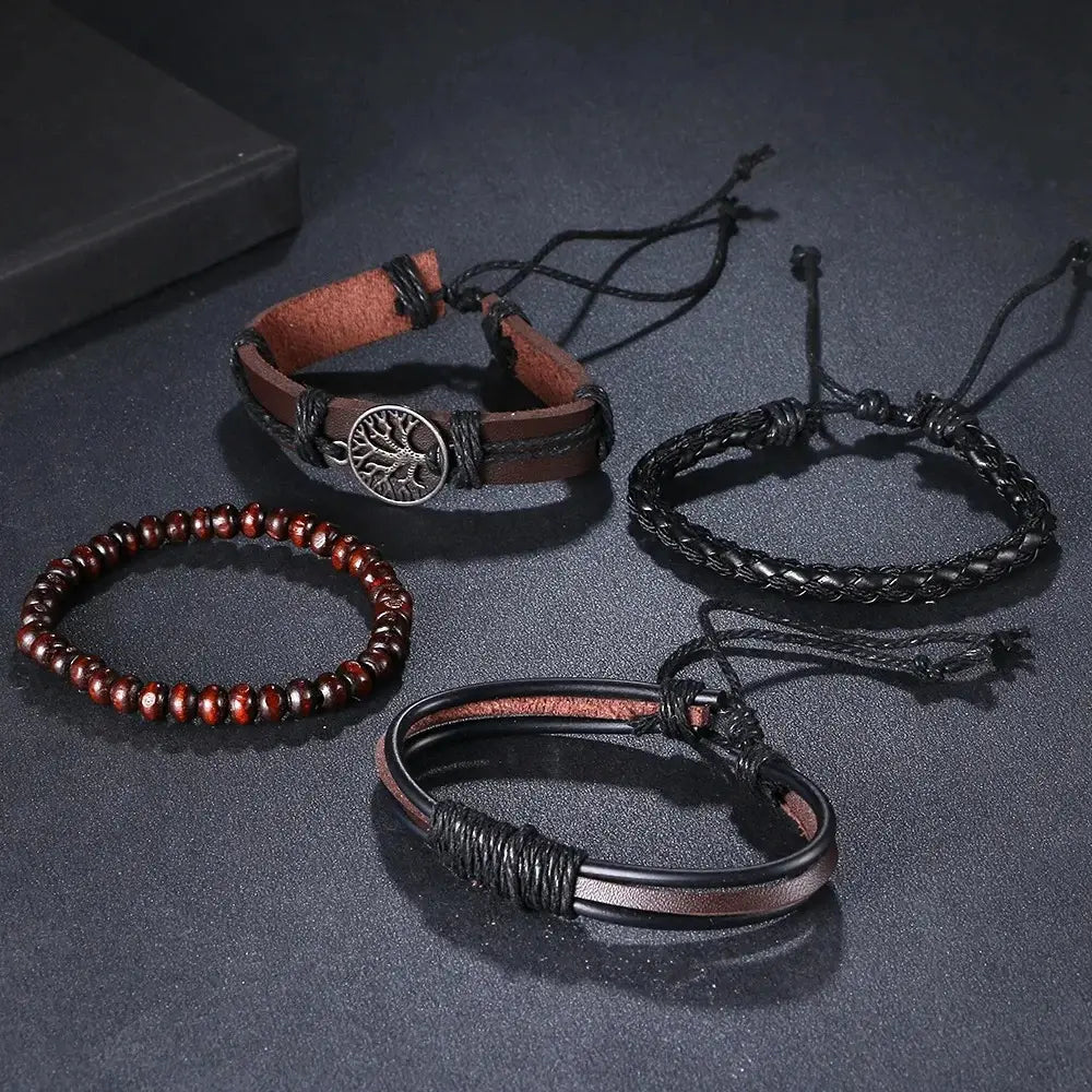 Drune | Geflochtene Leder Wickelarmband Für Herren
