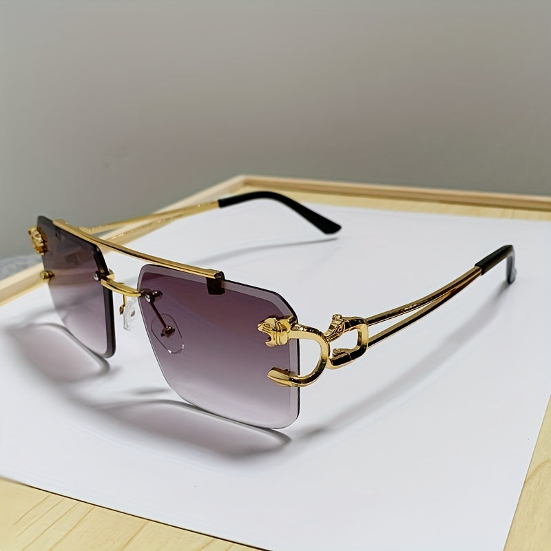 Drune | Trendige Quadratische Randlose Sonnenbrille Für Herren