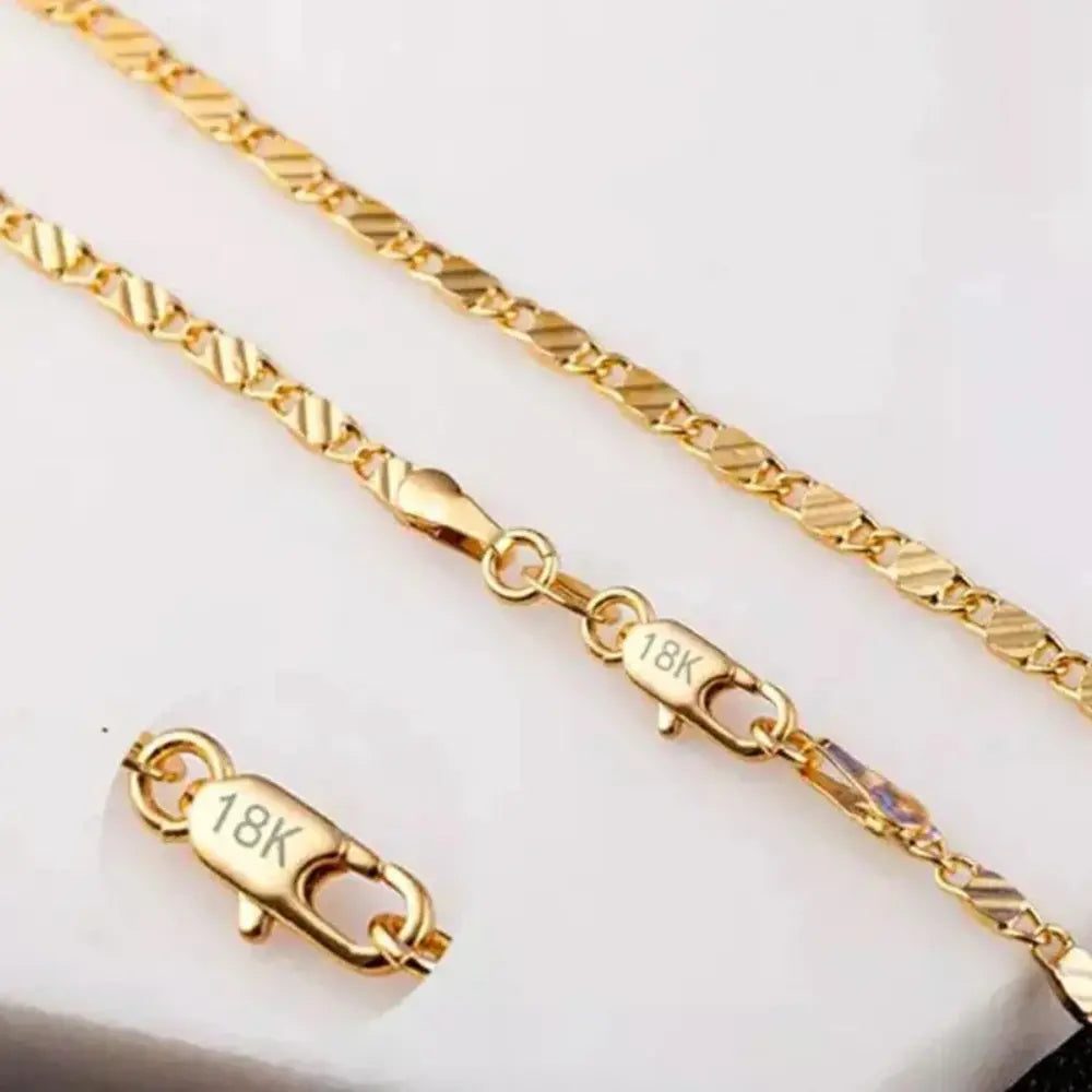 Drune | 18k Goldene Kette 2mm 925 Sterling Silberkette