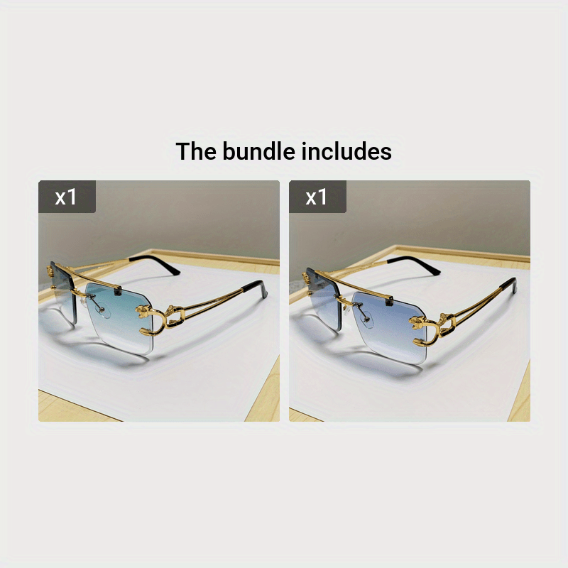 Drune | Trendige Quadratische Randlose Sonnenbrille Für Herren