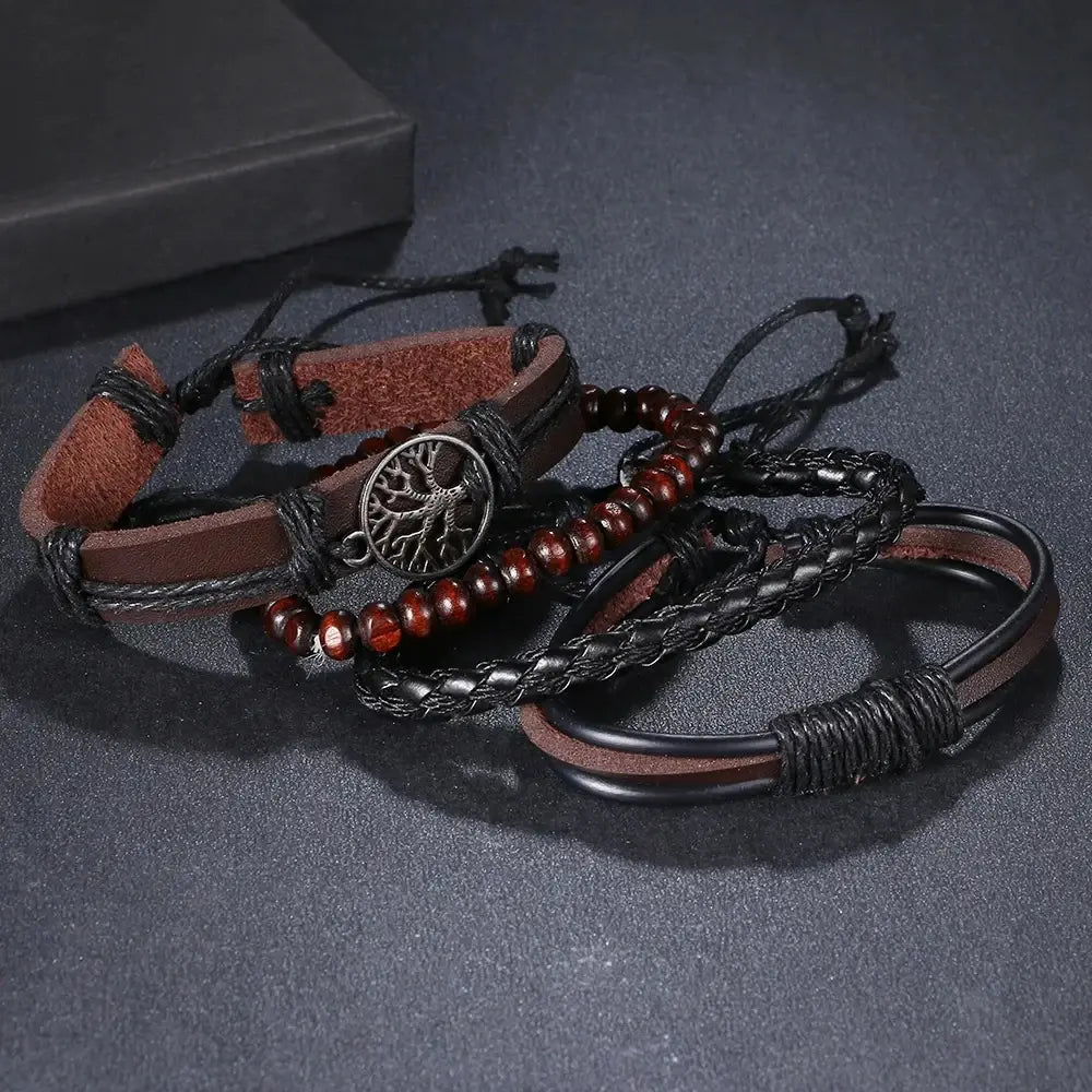 Drune | Geflochtene Leder Wickelarmband Für Herren