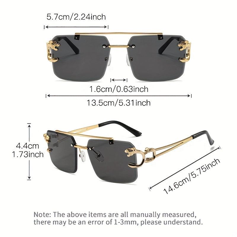 Drune | Trendige Quadratische Randlose Sonnenbrille Für Herren
