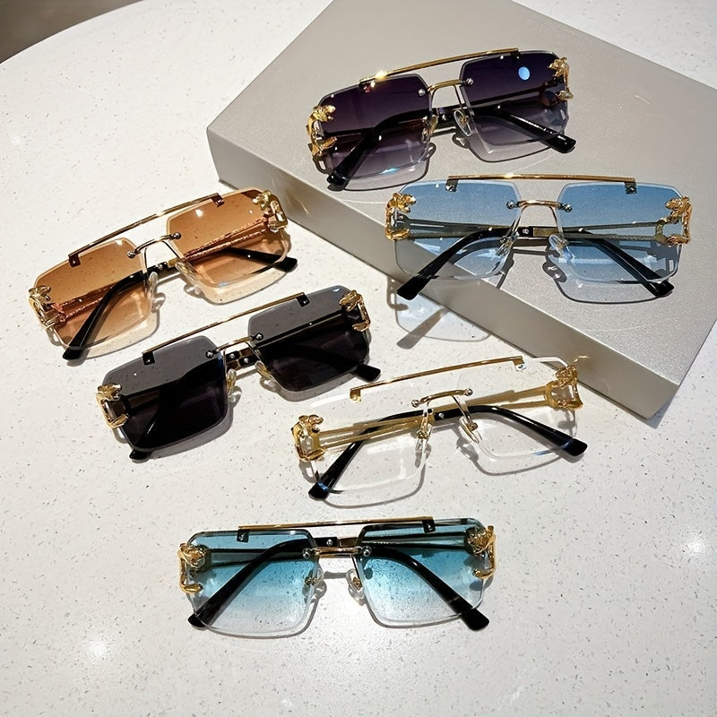 Drune | Trendige Quadratische Randlose Sonnenbrille Für Herren