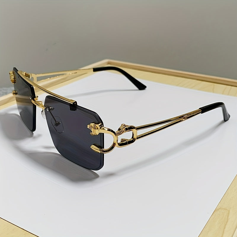 Drune | Trendige Quadratische Randlose Sonnenbrille Für Herren