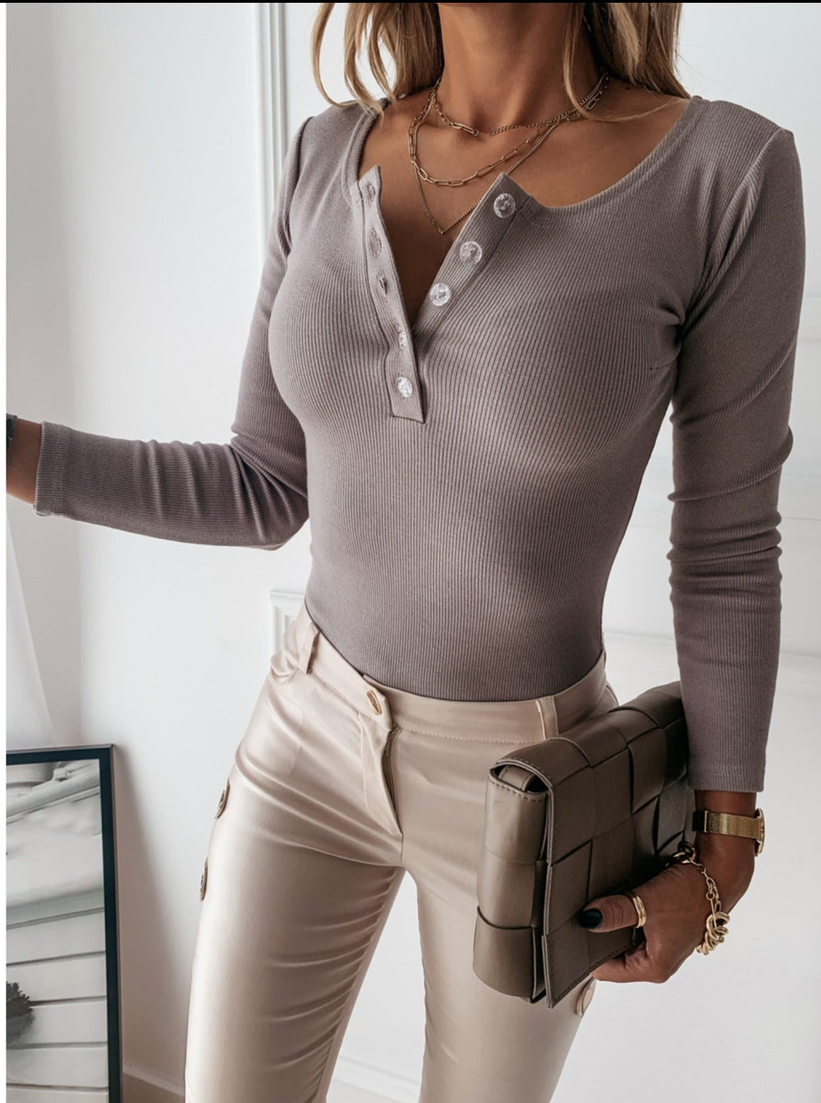 Drune Carin Geripptes Henley Tee