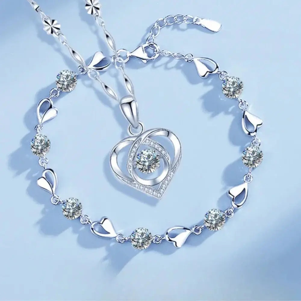 Drune - Elegantes Herz Schmuckset 925 Sterling Silber