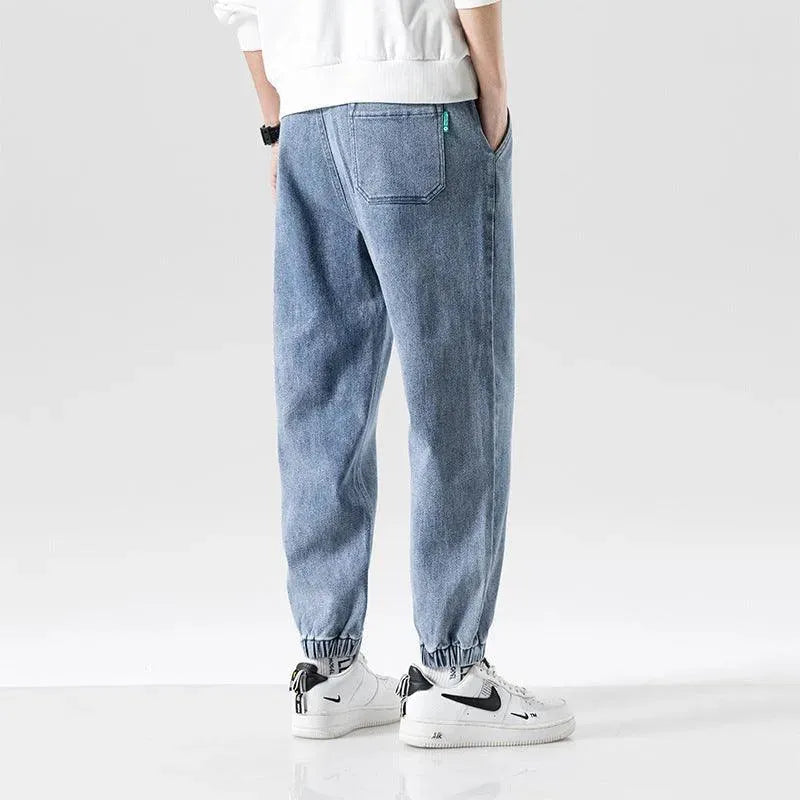 Jeans da uomo alla moda taglie forti con risvolto alla caviglia