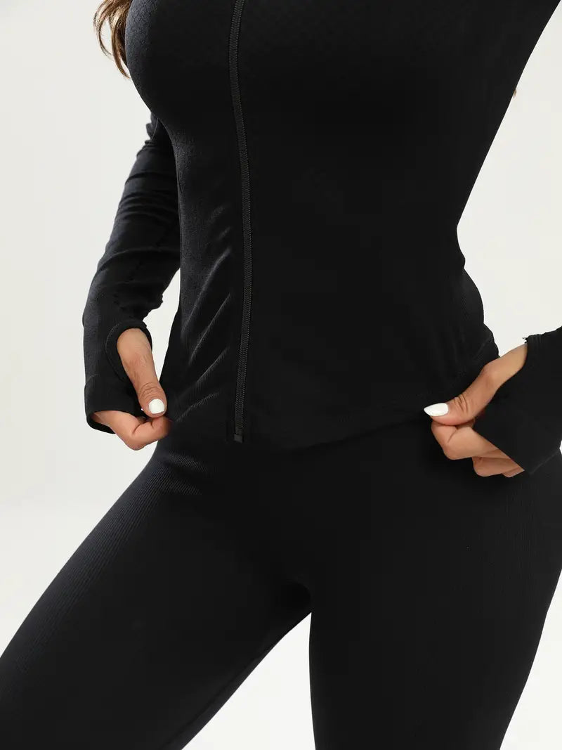 Drune | Schwarze Damen Yoga Jacke | Slim Fit und Bequem