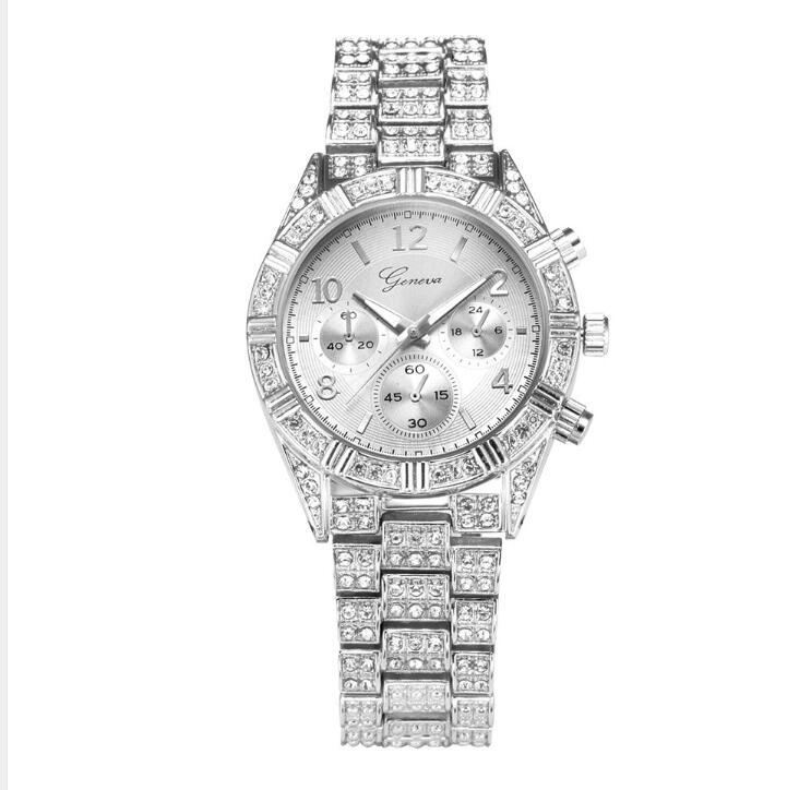 Drune Quarz Armbanduhr aus Edelstahl mit Kristallen - Stilvolle Luxusuhr