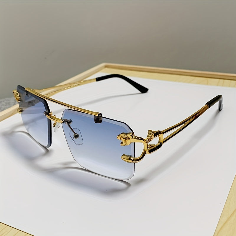Drune | Trendige Quadratische Randlose Sonnenbrille Für Herren