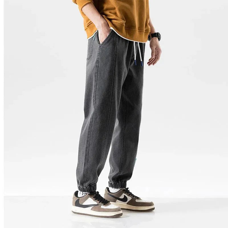 Jeans da uomo alla moda taglie forti con risvolto alla caviglia