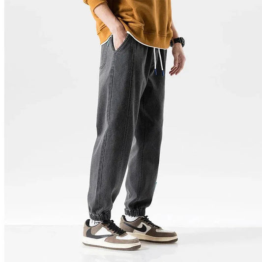 Jeans da uomo alla moda taglie forti con risvolto alla caviglia