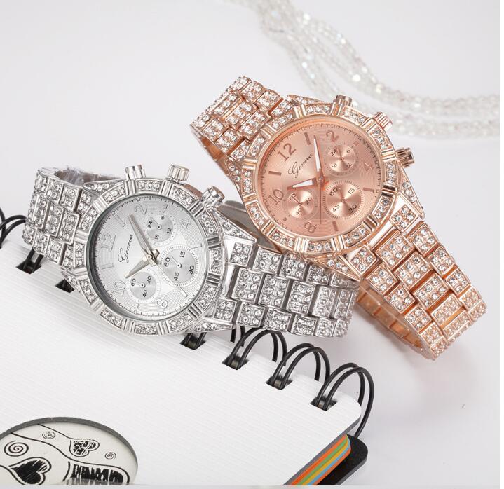 Drune Quarz Armbanduhr aus Edelstahl mit Kristallen - Stilvolle Luxusuhr