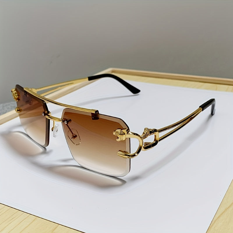 Drune | Trendige Quadratische Randlose Sonnenbrille Für Herren