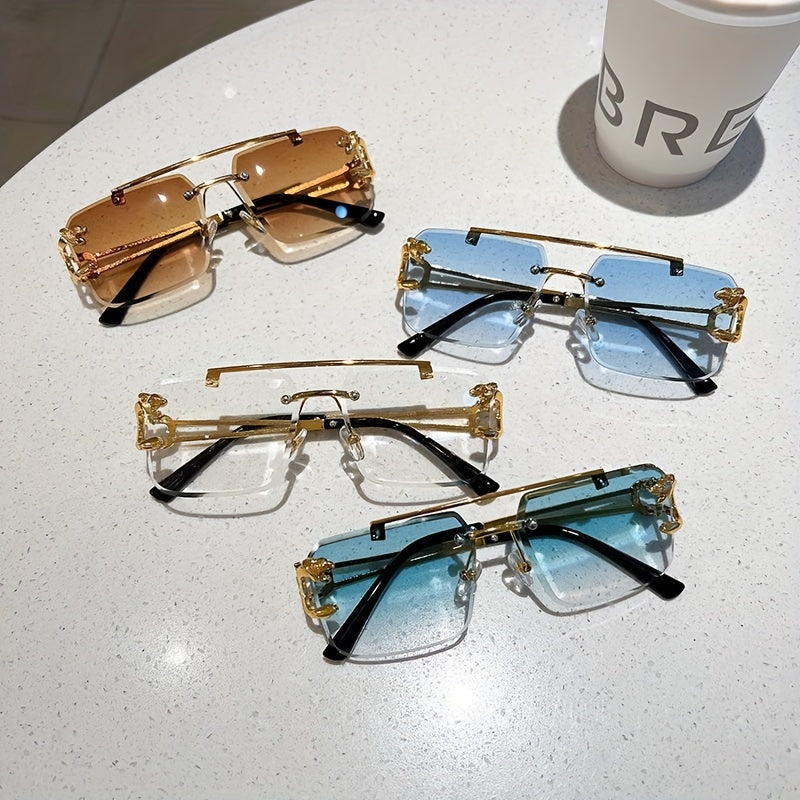 Drune | Trendige Quadratische Randlose Sonnenbrille Für Herren