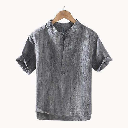 Camicia da uomo con collo alto in canapa