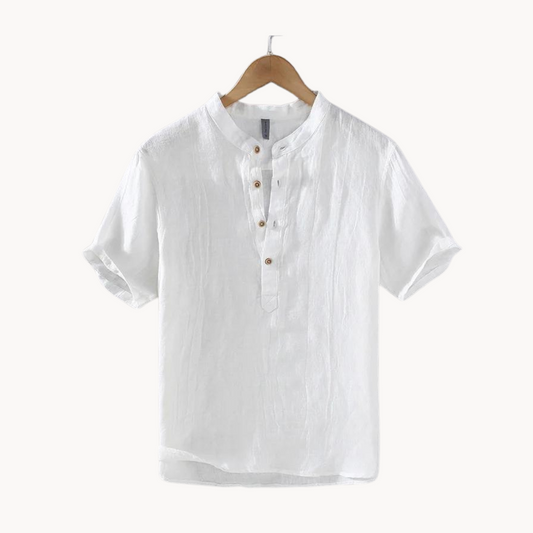 Camicia da uomo con collo alto in canapa