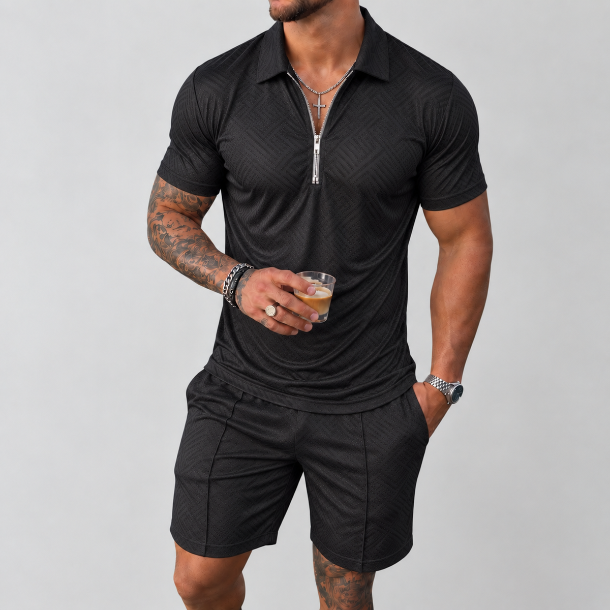 Drune | Polo- und Shorts-Set für Herren