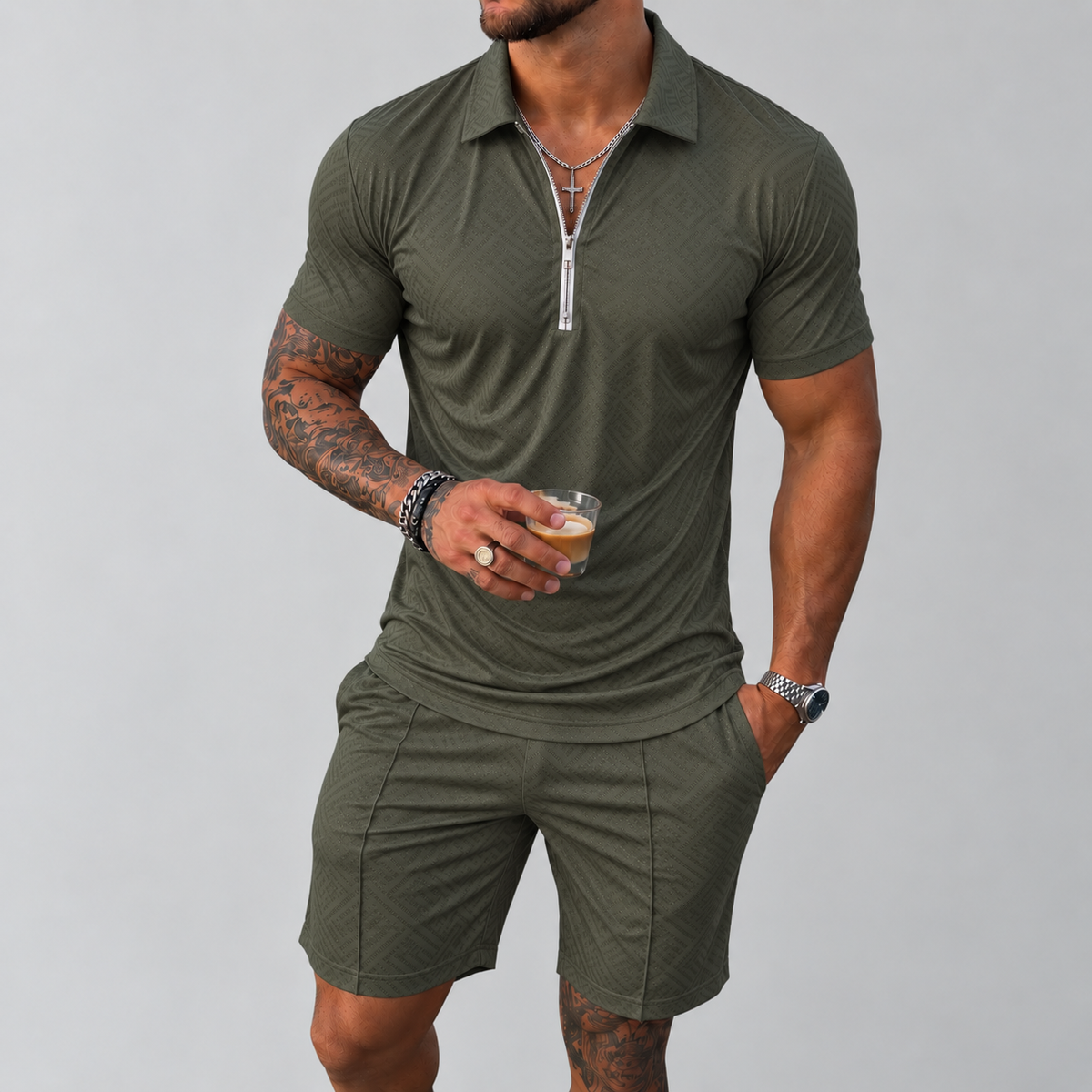 Drune | Polo- und Shorts-Set für Herren