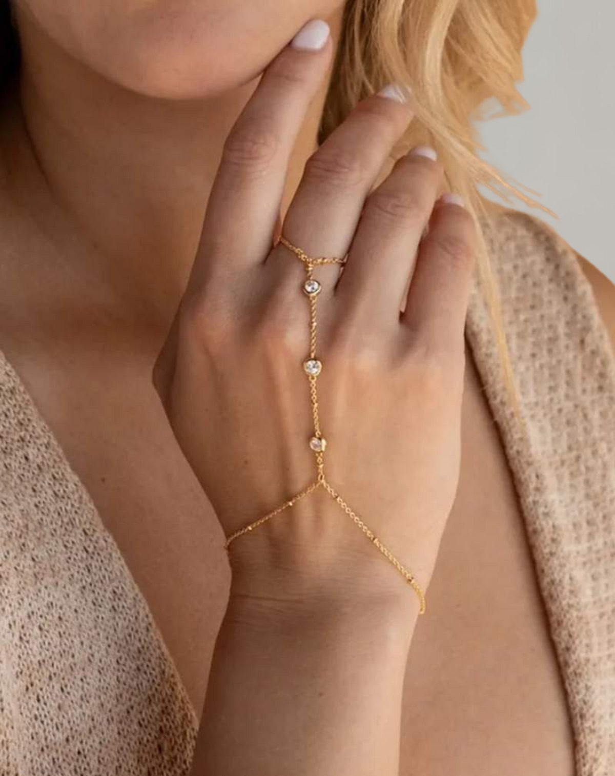 Drune - Vergoldet Armband Damen mit Ring | Schmuck für Sommer