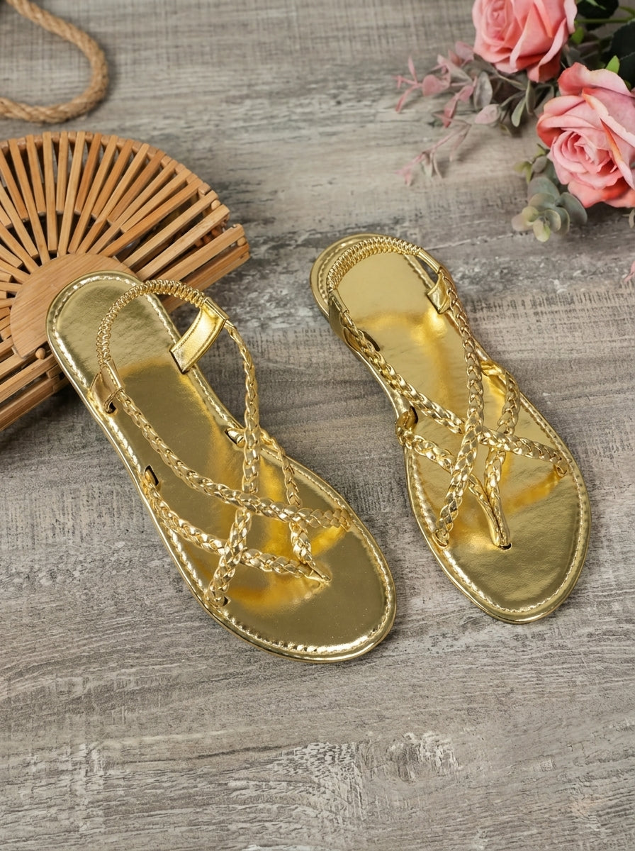 Sandali Intrecciati Oro | Lore Voss