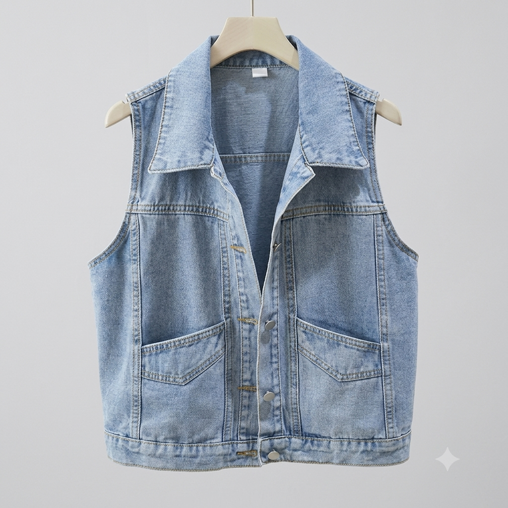 Lore Voss \  Gilet in denim con perla