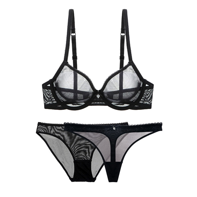 Drune | 3-Teiliges Transparentes Lingerie-Set für Komfort