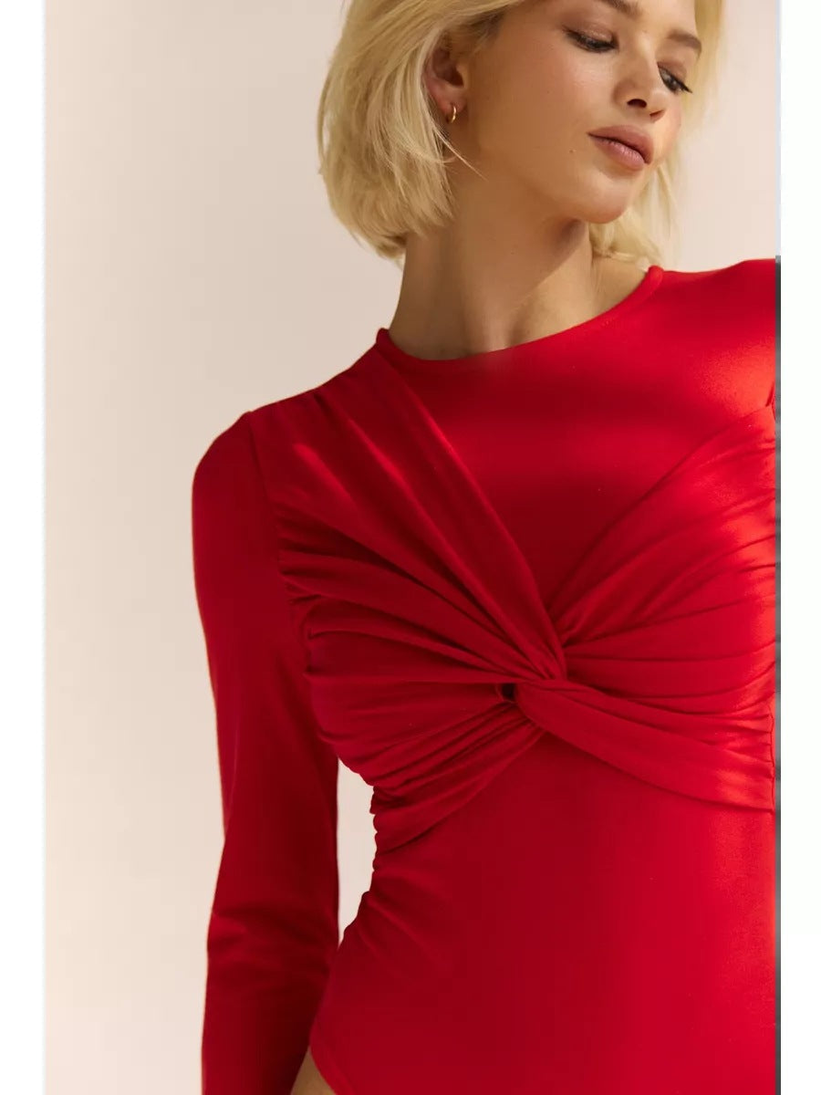 Damen Body mit langen Ärmeln und raffiniertem Knotendetail Drune
