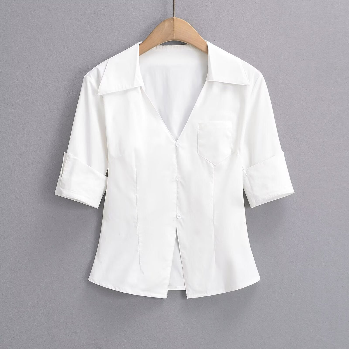 Damen Bluse mit klassischem Revers und zeitlosem Schnitt Drune