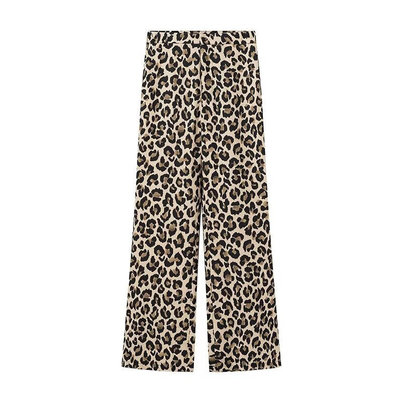 Damen Weite Leinenhose im trendigen Leopardenmuster Drune