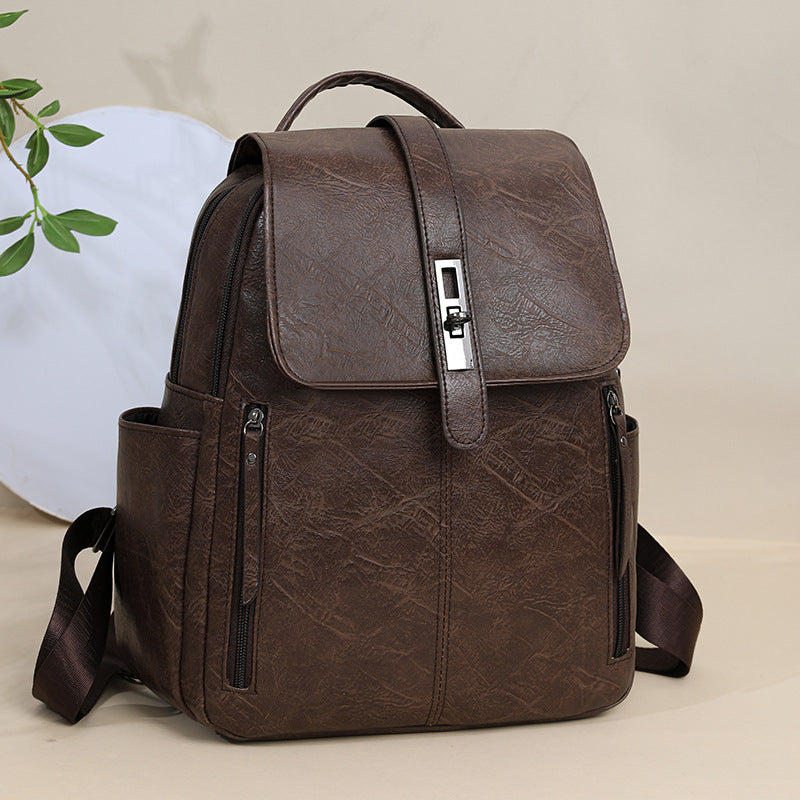 Damen-Lederrucksack mit diebstahlsicherem Design