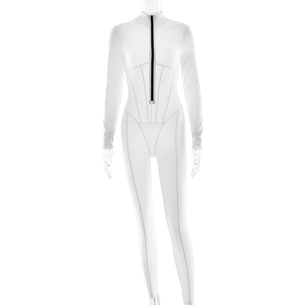 Damen Sportlicher Langarmanzug mit hochwertigem Reißverschluss und figurformendem Design Drune