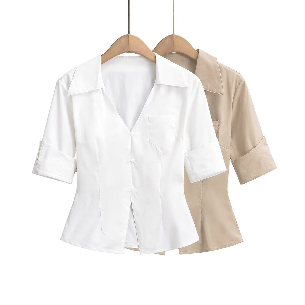 Damen Bluse mit klassischem Revers und zeitlosem Schnitt Drune