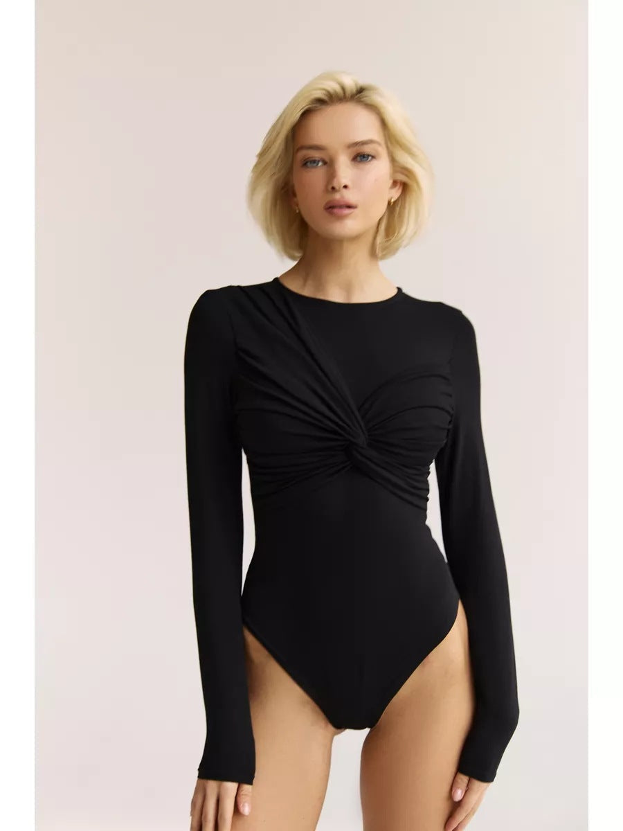 Damen Body mit langen Ärmeln und raffiniertem Knotendetail Drune