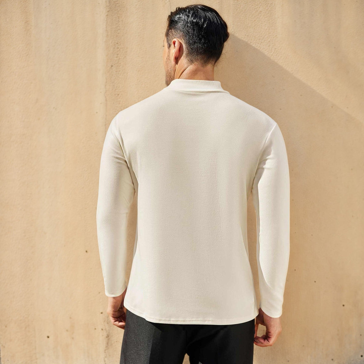 Maglione da uomo con collo alto in morbido misto cotone